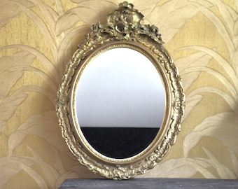 Vintage Spiegel mit goldenem Rahmen, französischer antiker Spiegel,