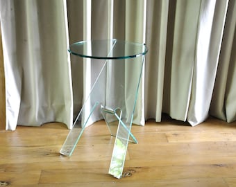 Midcentury glazen bijzettafel van het Italiaanse FIAM