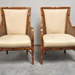 Vintage Bambusstühle von Giorgetti mit cremefarbenem Bezug