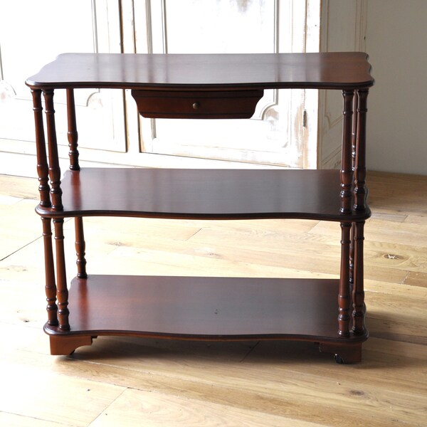 Elegant vintage side table, antique wood sofa table, vintage wooden rack