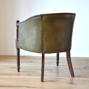 vintage leren stoel, vintage accentstoel, groene leren clubstoelen image 3