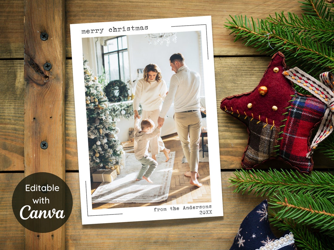Printable Christmas Photo Template, Digital Christmas Photo Card