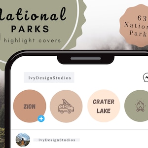 Earth Tone National Park & Camp Instagram Story Highlight Covers, National Park Story Covers, Camping Story Covers, Travel IG Highlights