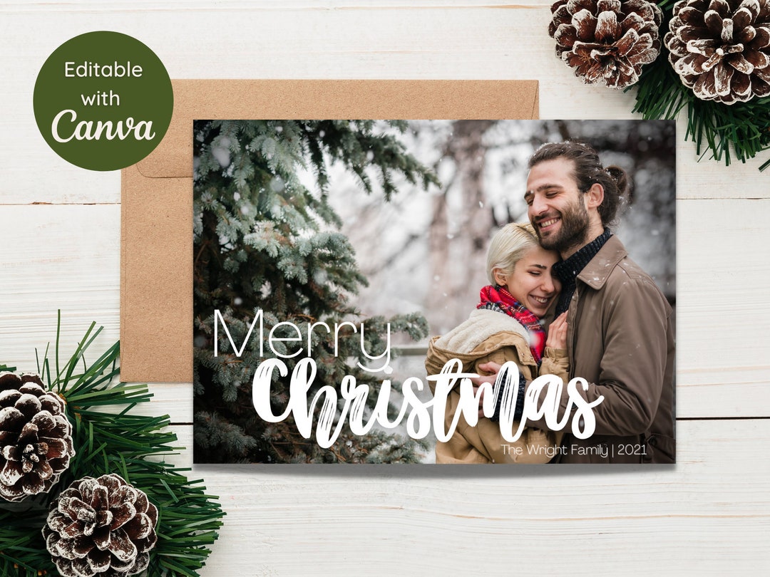 Printable Christmas Photo Template, Digital Christmas Photo Card
