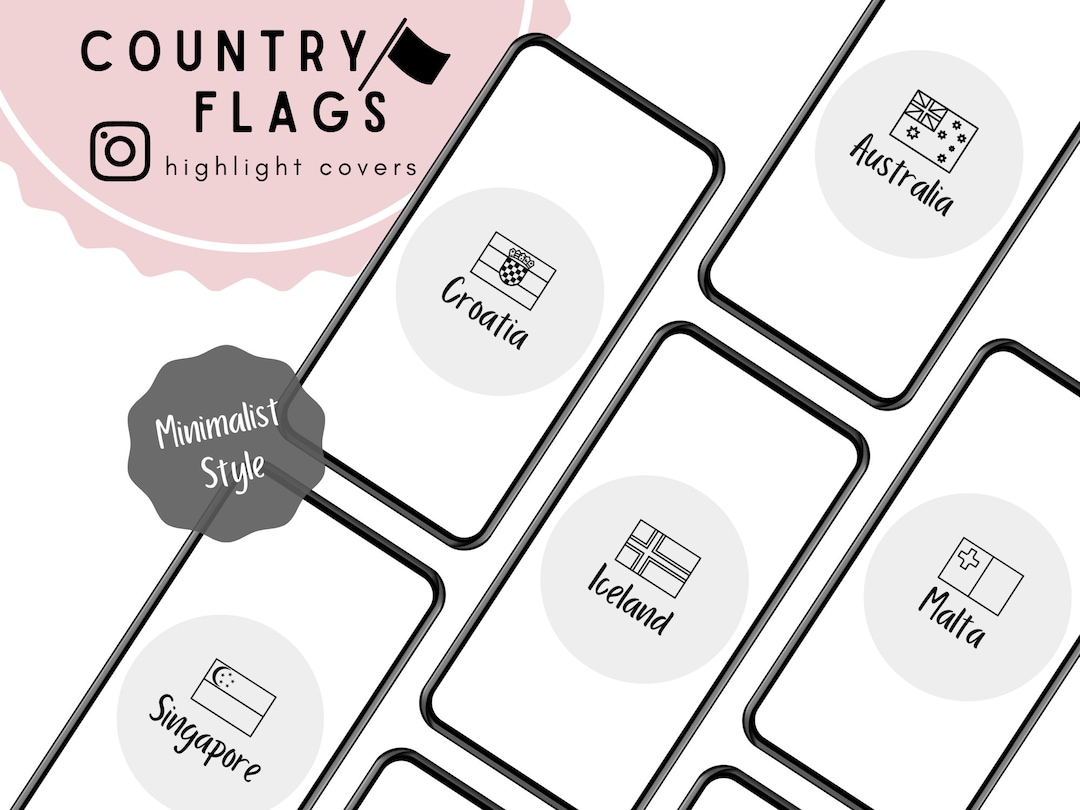 Minimal Country Flags, Instagram Story Highlight Covers, Travel Story