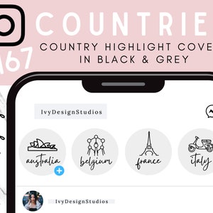 Instagram Travel Story Highlight Covers, Landen & Eilanden, Neutraal, Travel Story Highlight Iconen, Country Story Covers, IG Travel