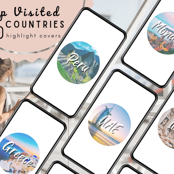 Instagram Travel Story Highlight Covers, 210 Countries & Islands, Travel Story Icons, Country Story Covers, Instagram Travel, Countries