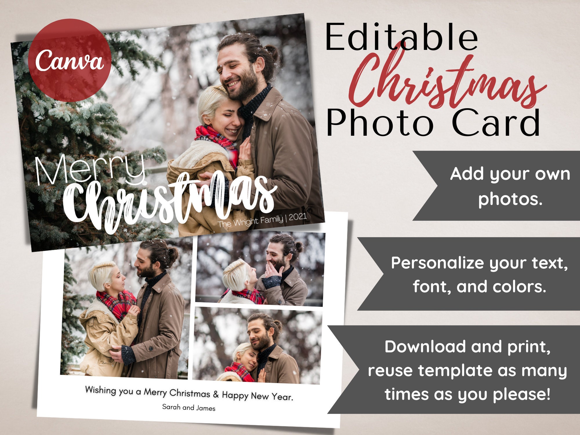 Printable Christmas Photo Template Digital Christmas Photo - Etsy