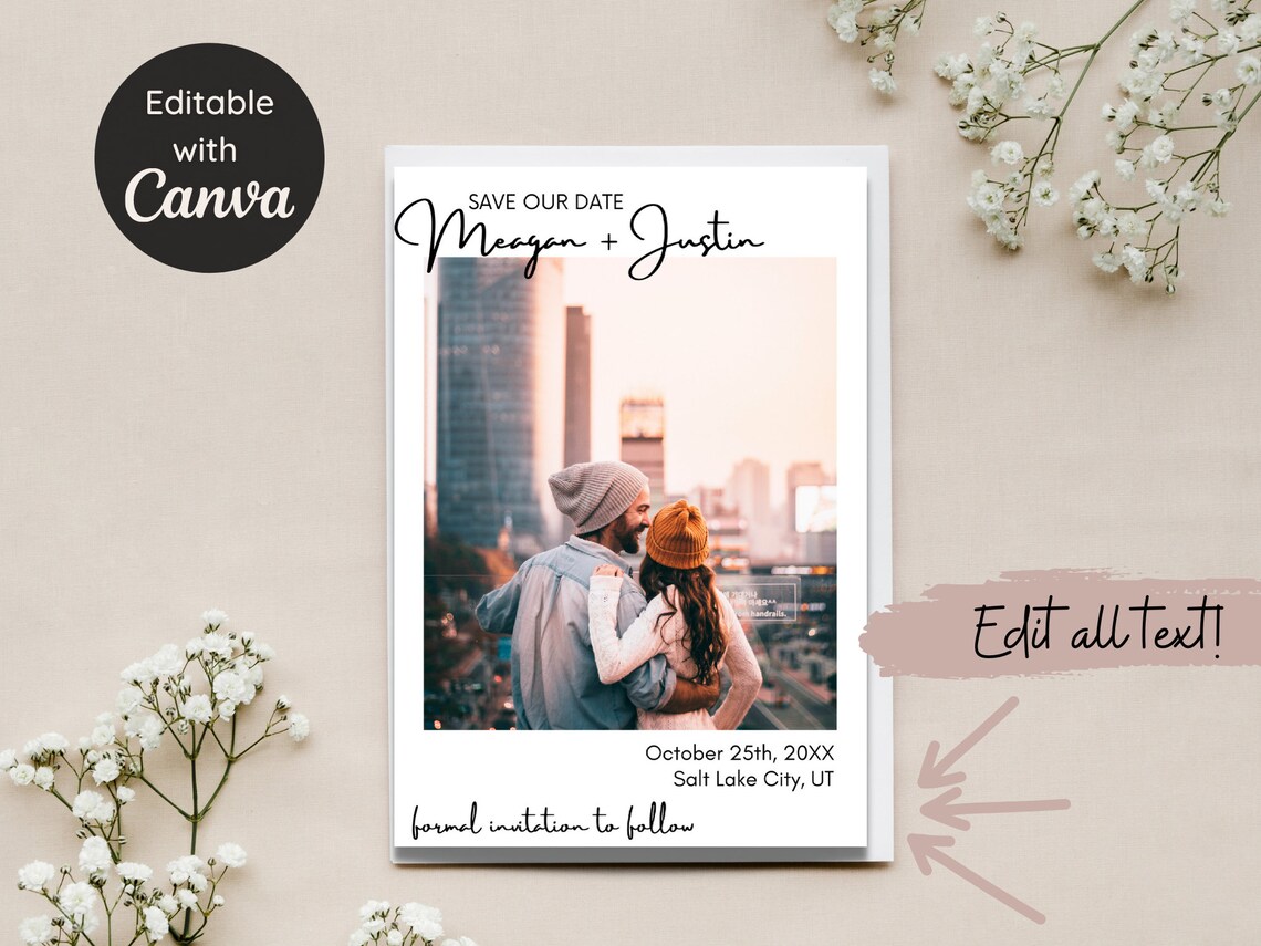 Printable Save the Date Photo Card Editable Photo Card | Etsy
