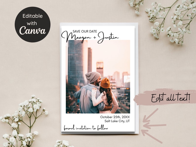 Printable Save the Date Photo Card, Editable Photo Card Template ...