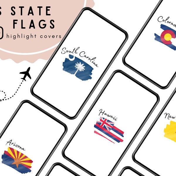Brushed Flags ~ US States, Instagram Story Highlight Covers, Travel Story Highlight Covers, Travel Story Icons, State Flag Story Covers, US