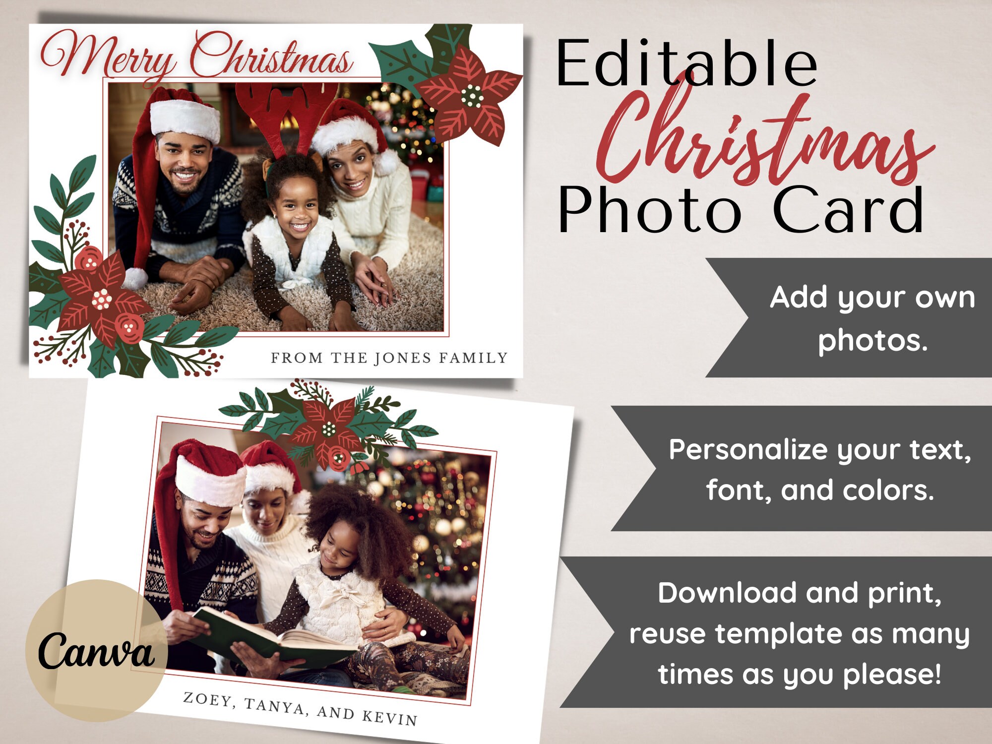 Printable Christmas Photo Template Digital Christmas Photo - Etsy