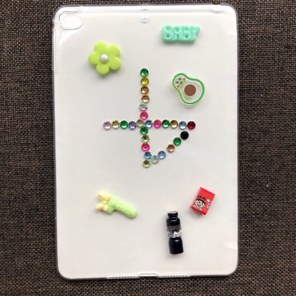 DIY handmade ipad mini transparent rhinestone resin phone case