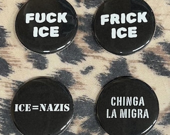 Anti ICE Pins - Fuck Ice Pin - Chinga la Migra Pins - Political Punk Pins - Leftist Punk Pins - Ice Protest Punk Rock Buttons Pins