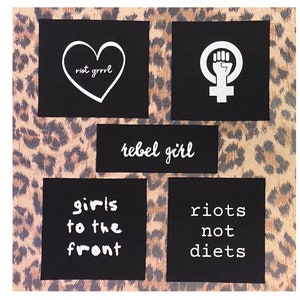Feminist Punk Patches - Riot Grrrl Rebel Girl Patch - Riots Not Diets Girls To The Front Patch - Equality Women&#39;s Rights Activism Patches