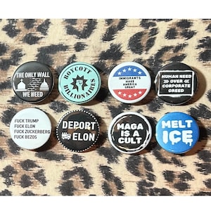 Insignias antioligarquía - Botón antioligarquía - Insignias de izquierda - Activismo de protesta - Anti-Trump - Anticapitalismo - Boicot - Botones punk - Insignias punk