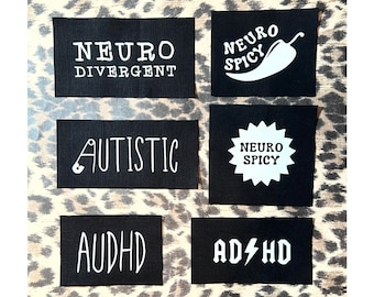 Neurodivergent Punk Patches - Autism Punk Patches - Neurospicy Patch - ADHD AuDHD Punk Rock Buttons - Autistic Punk Mental Health Badges