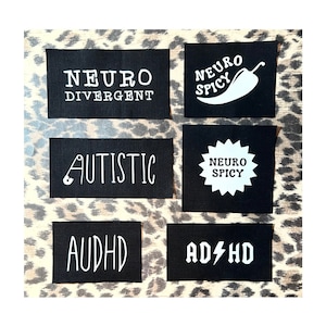 Neurodivergent Punk Patches - Autism Punk Patches - Neurospicy Patch - ADHD AuDHD Punk Rock Buttons - Autistic Punk Mental Health Badges