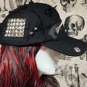 Punk Patch Hat - Post Apocalyptic Hat - Crust Punk Hat - Punk Hat Goth Metal Emo Grunge Alt Accessories, Punk Rock Stage Wear Baseball Cap