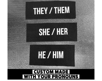 Pronoun Punk Patches - Crust Punk Patches - Trans Patches - They Them Patch - She Her Patch - He Him Patch - Custom Pronoun Patches