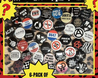 Punk Mystery Pin Pack - Anarchy Anti-Racist Anti-Fascist Anti Capitalism Leftist Punk Pins - Protest ACAB LGBTQ+ Alt Punk Rock Buttons Pins