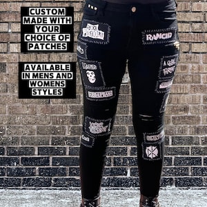 Crust Punk Pants Crust Patch Pants Custom Made Punk Pants With Patches,  Zippers, & Studs Punk Band Patch Pants Custom Crust Pants 