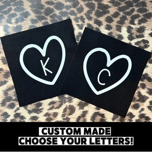 Parche con iniciales de corazón - Parches para parejas punk, parche para el día de San Valentín - Parches con letras personalizadas - Parches punk crust - Regalo punk para el día de San Valentín