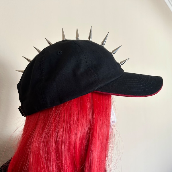 Spiked Mohawk Hat - Black Punk Hat with Spikes - Crust Punk Hat - Goth Spike Hat - Emo Spiked Ballcap Baseball Cap Hat - Punk Accessories