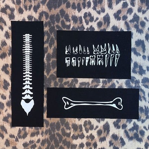 Teeth Patch - Bone Patch - Spine Patch - Crust Punk Patches - Goth patches - Horror Occult Cloth Patches - Spine Back Patch - Tooth Patch