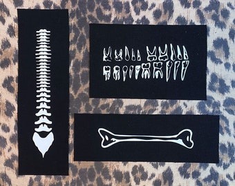 Tandenpatch - Botpatch - Wervelkolompatch - Crust Punk-patches - Goth-patches - Horror occulte doekpatches - Ruggengraat rugpatch - Tandpatch