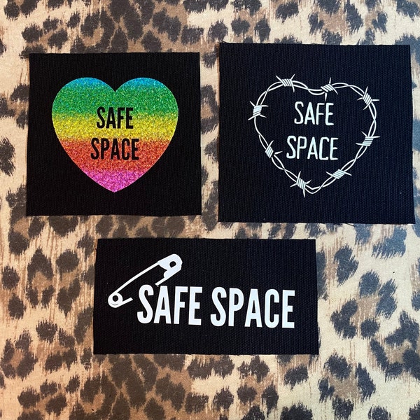 Safe Space Patch - Gay Pride Ally Patches - Crust Punk Patches - LGBTQ Safe Gay Rights Activism Patch Barbed Wire Holographic Cloth Patches