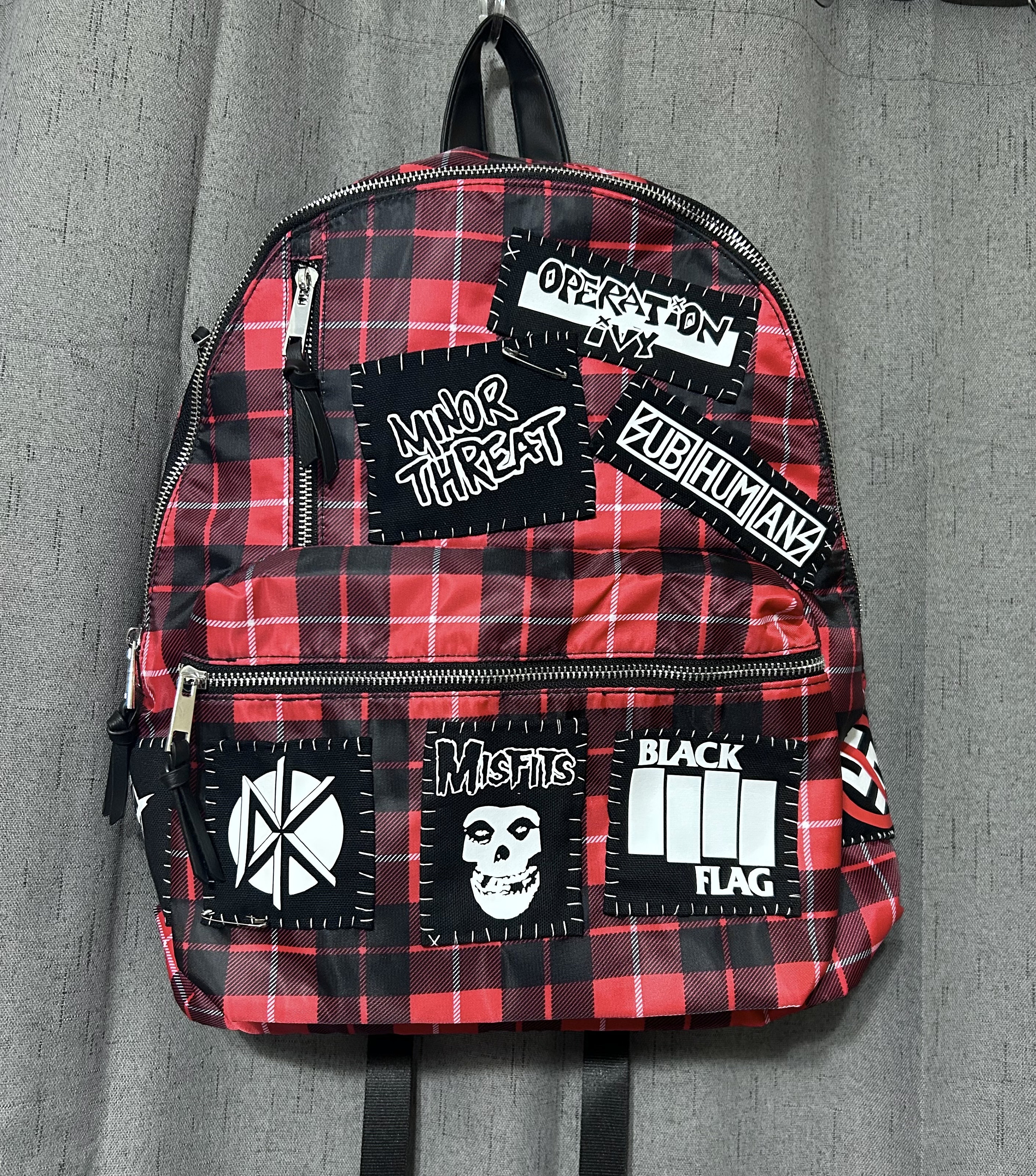 Punk Backpack Punk Rock Bookbag Red Plaid Punk School Supplies