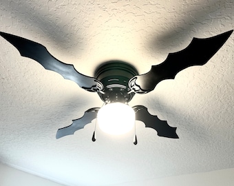 Bat Ceiling Fan - Goth Home Decor - Gothic Room Decor - Goth Ceiling Fan - Bat Wing Fan - Bat Fan with Light Fixture Batwing Decorative Fan