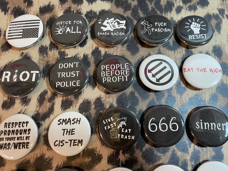Punk Pins - Pinback Punk Buttons - Anarchy Anti-racist ACAB Protest ...