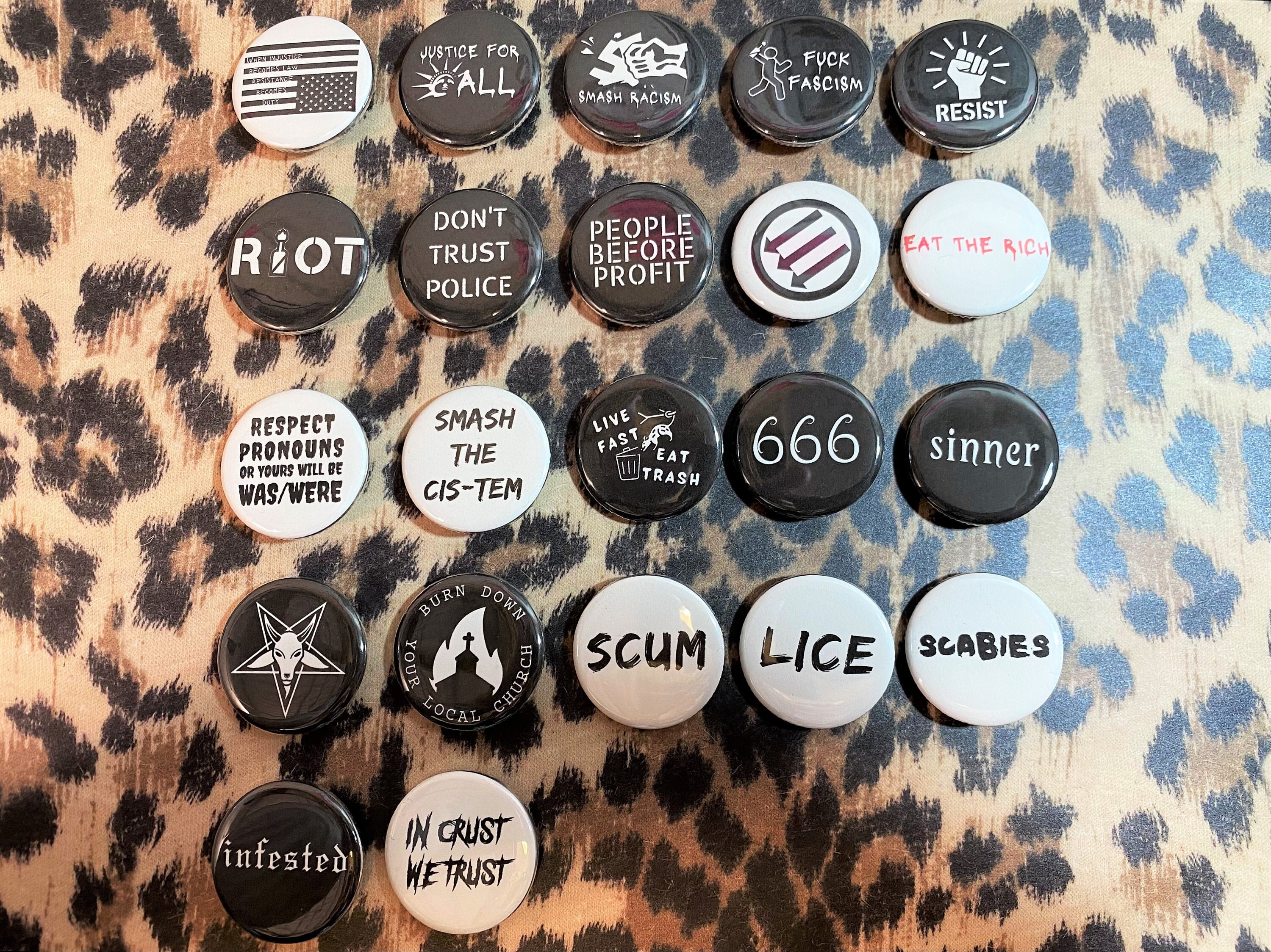 Punk Pins - Pinback Punk Buttons - Anarchy Anti-racist ACAB Protest ...