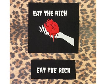 Eat The Rich-patch - Crust-punkpatches - stoffen punkpatches - politieke punkpatches - punkactivismepatch - anarchistische naaipatch