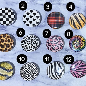 Punk Pins - Pinback Punk Buttons - Animal Print Pins - Plaid Punk Pins - Leopard Print Punk Pins - Checkered Ska Punk Buttons Punk Rock Pins