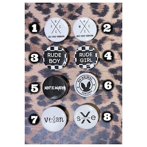 Punk Pins - Pinback Punk Buttons - Ska Punk Pins - Vegan Pins - Hardcore Straight Edge Pins Vegan Buttons - Punk Rock Buttons Punk Rock Pins