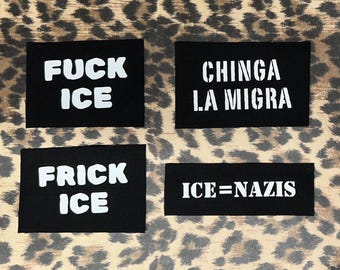 Anti ICE Patch - Anti I.C.E. Patches - Chinga la Migra Patch - Frick Ice Leftist Patches - Protest Patches - Crust Punk Patches for Jackets