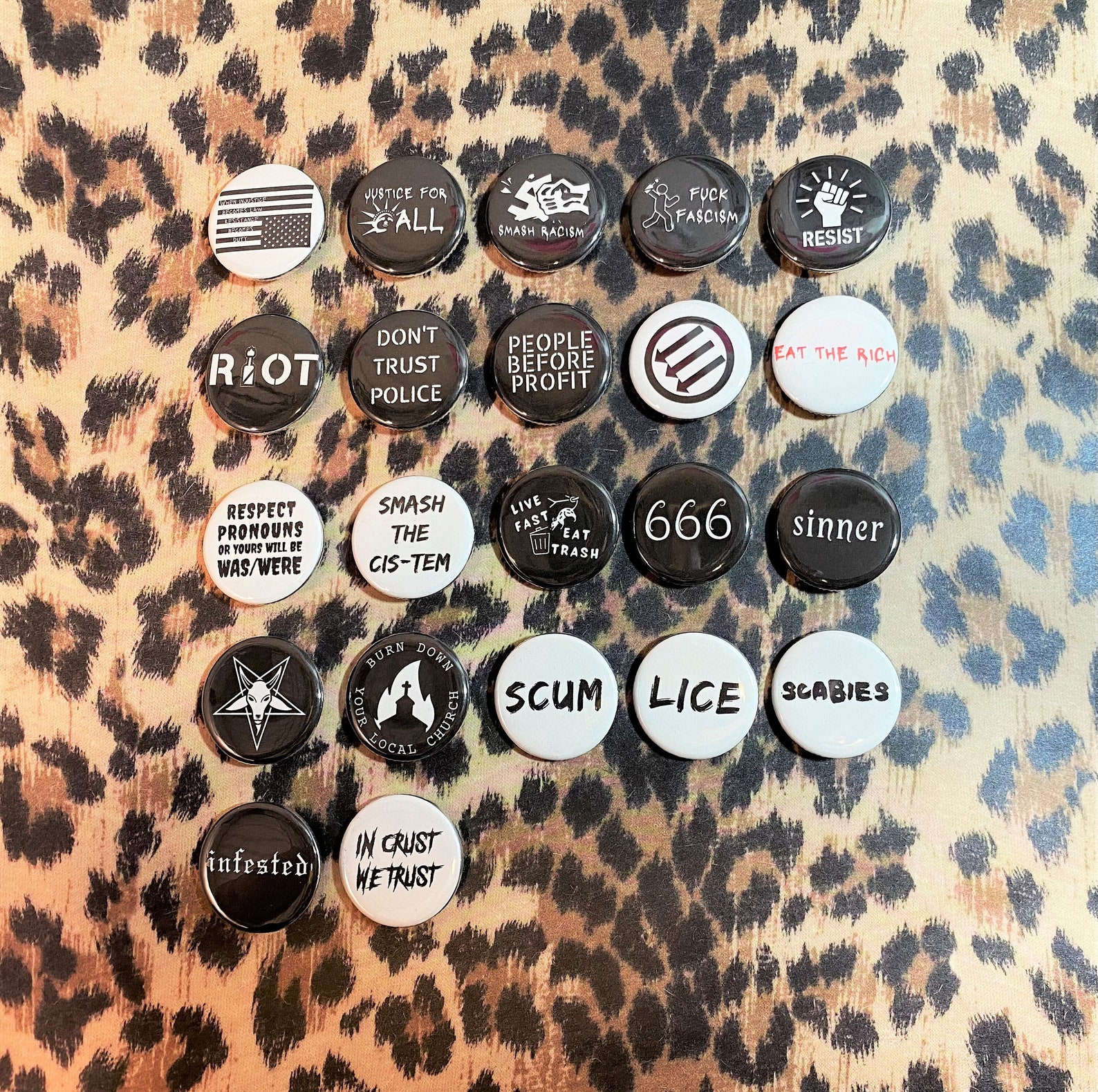 Punk Pins - Pinback Punk Buttons - Anarchy Anti-racist ACAB Protest ...