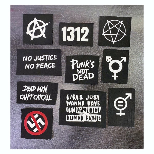 Punk Patches - Crust Punk Patches - Feminist Equality Anti-Racist Anarchy Trans ACAB Dead Men Can't Catcall Women's Rights Activism Patches