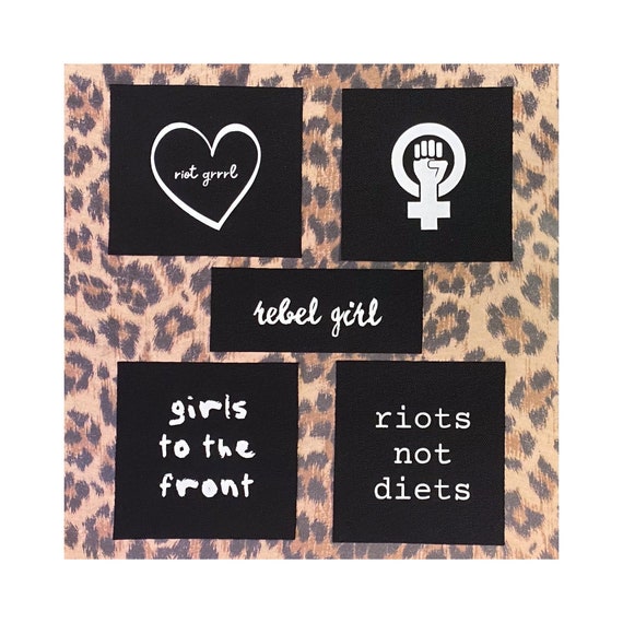 Feminist Punk Patches - Riot Grrrl Rebel Girl Patch - Riots Not Diets Girls To The Front Patch - Equality Women's Rights Activism Patches