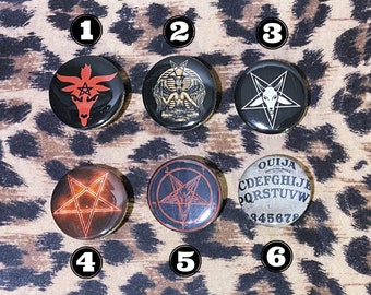 Satanic Punk Pins - Pinback Punk Buttons - Goth Pins - Satanic Pins - Baphomet Pins - Demonic Goat Occult Ouija Pins - Punk Rock Button Pins