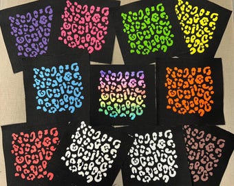 Leopard Print Patches - Colorful Punk Patches - Animal Print Patch - Rainbow Leopard Print Patch - Cloth Punk Filler Patches for Jackets