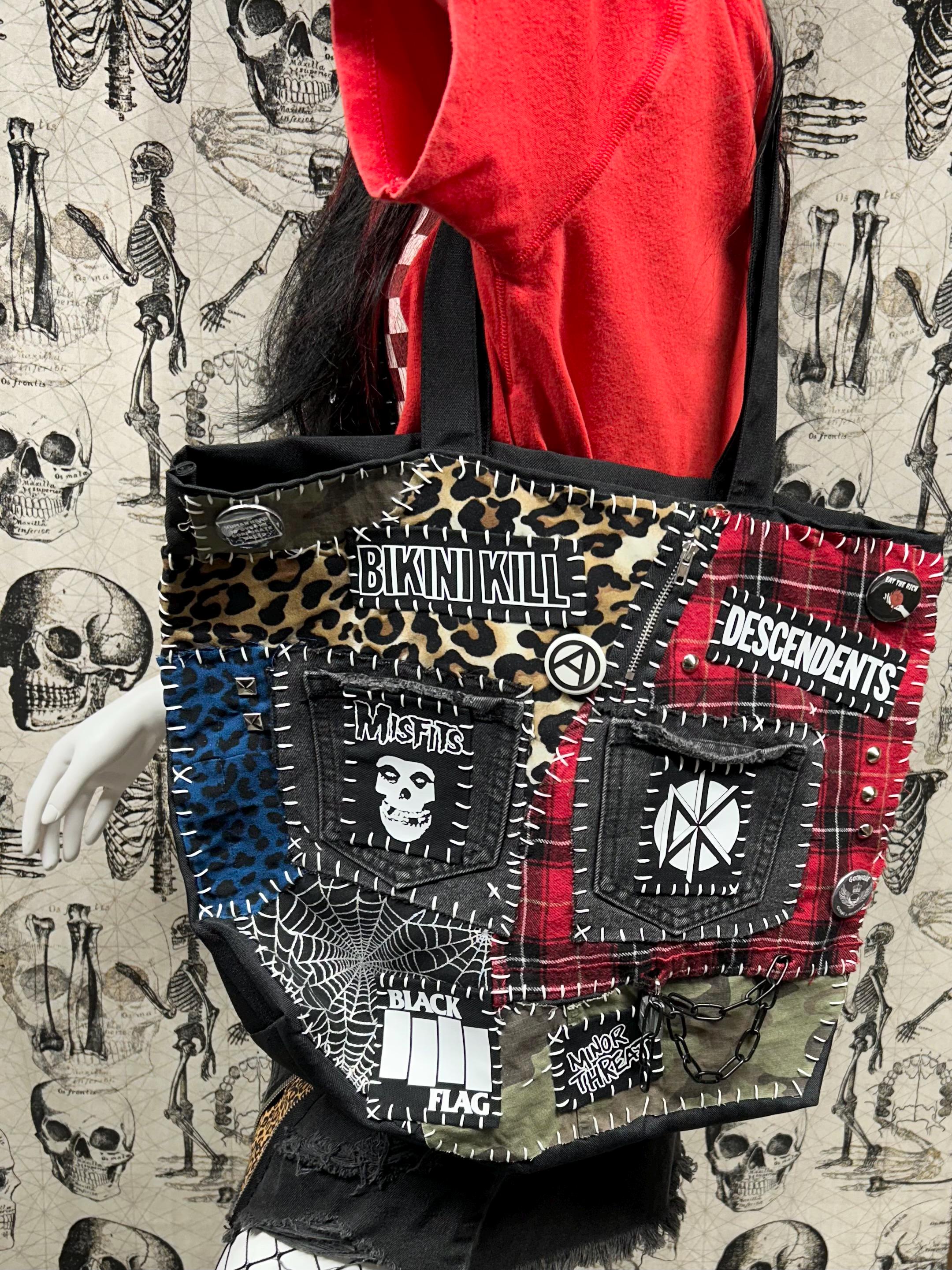 Punk Patched Purse, Punk Bag With Patches, Punk Tote Bag, Punk