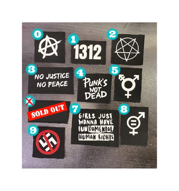 Punk Patches - Crust Punk Patches - Feminist Equality Anti-Racist Anarchy Trans ACAB - Punk Women's Rights Gender Equality Activism Patch