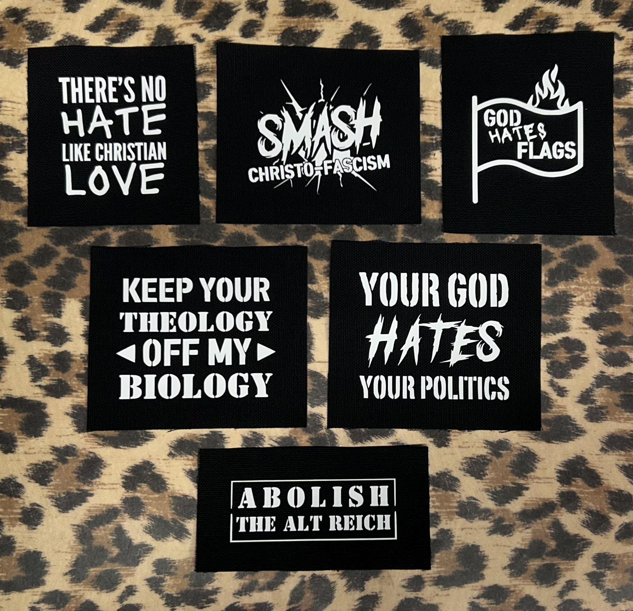 Patchs anti nationalisme chrétien - Patchs anti Renard - Patch anti christo-fascisme, Patchs gauchiste - Patch No Hate Like Christian Love