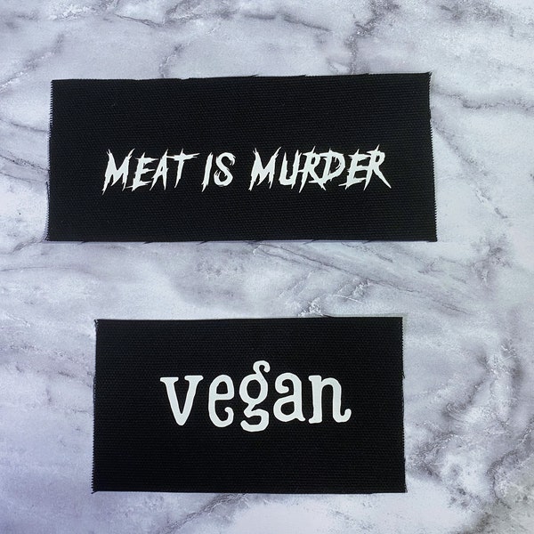 Vegan Punk Patches - Vegan Patch - Meat Is Murder Patch - Vegetarian Punk Patch - Crust Punk Patches - Animal Rights Patch Cloth DIY Patches