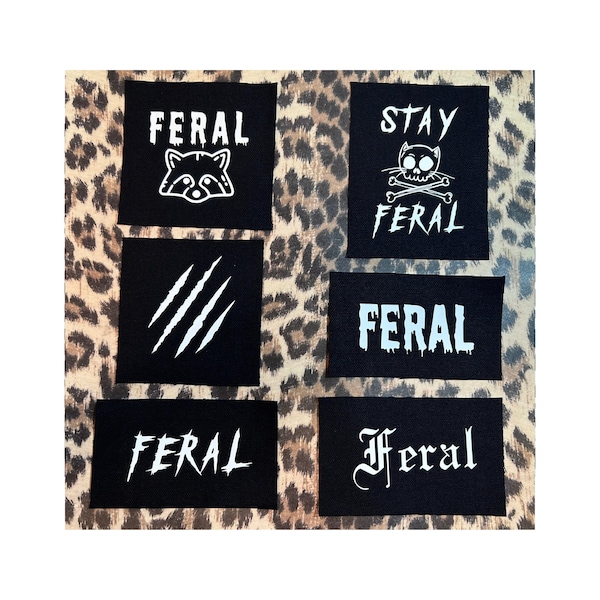 Feral Patch - Feral Punk Patch - Folk Punk Patch - Crust Punk Patches - Feral Cat Possum Racoon Trash Panda Punk Patches for Jackets