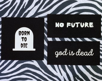 Crust Punk Patches - Born To Die Patch - No Future Patch - God Is Dead Patch - Goth Patch - Cloth Punk Patch pour pantalons, vestes, gilet de combat